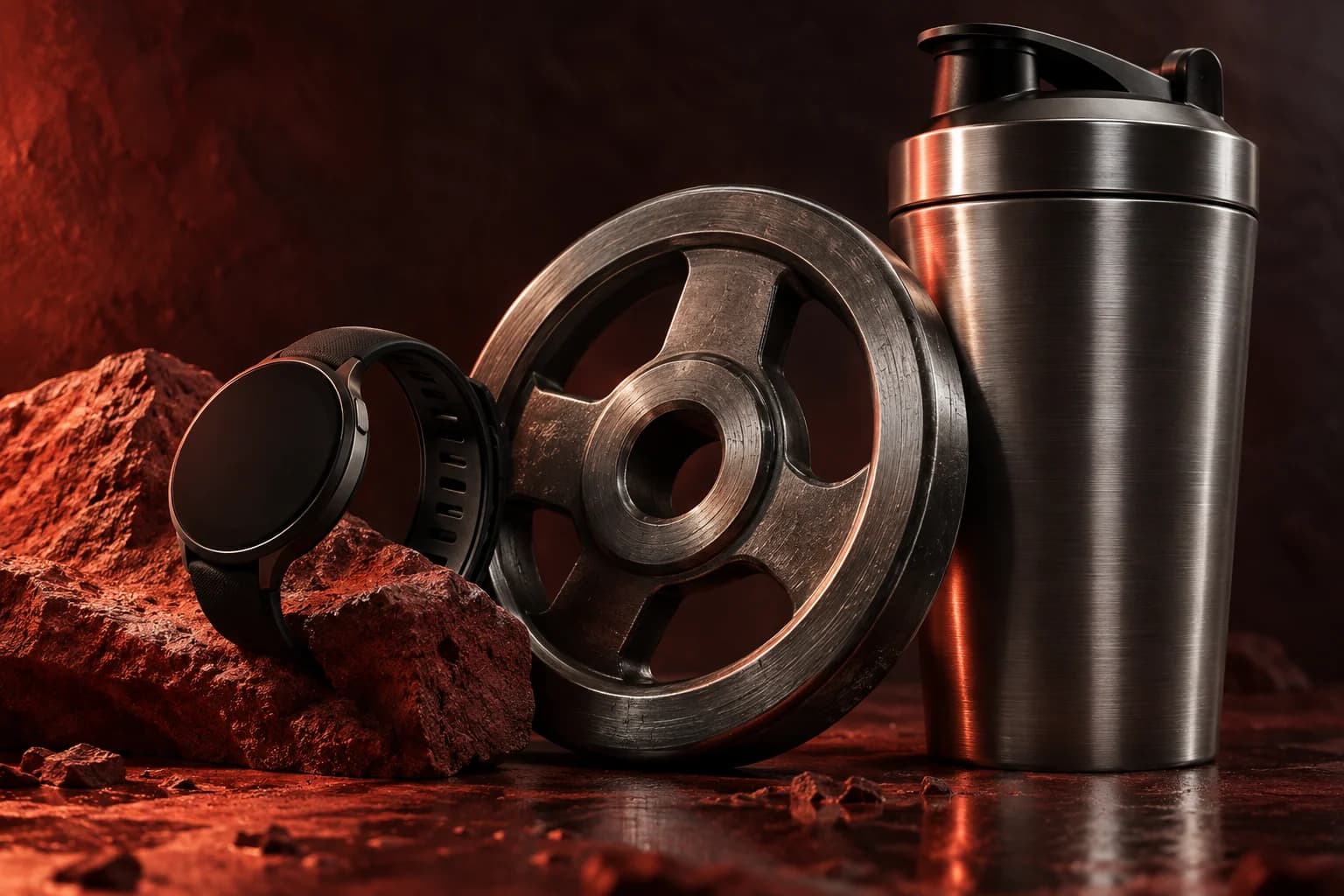 Composed athlete training and recovery instruments; concept artwork for Fitness Hub